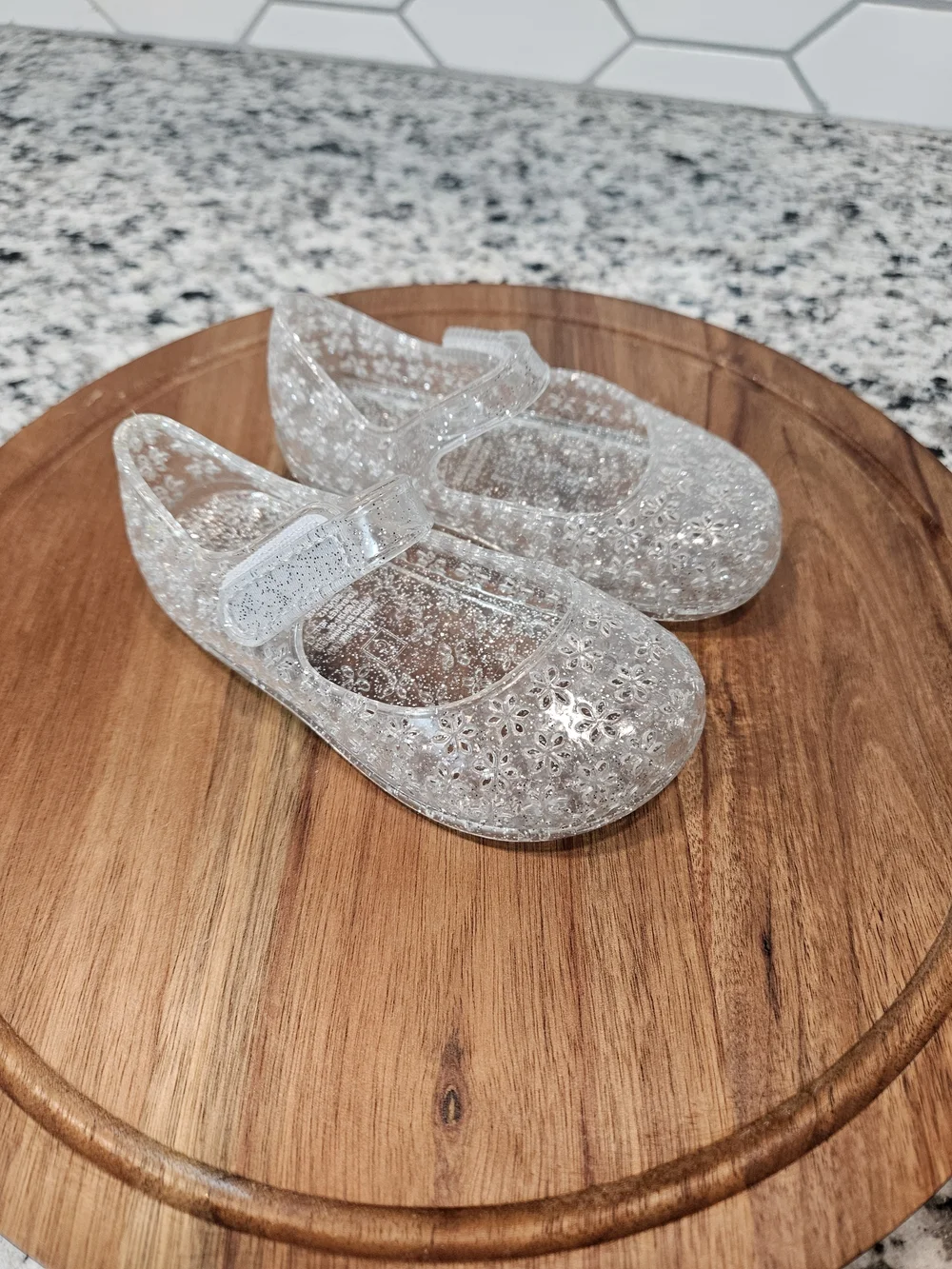 Old Navy Clear Glitter Jelly Mary Jane Sandals